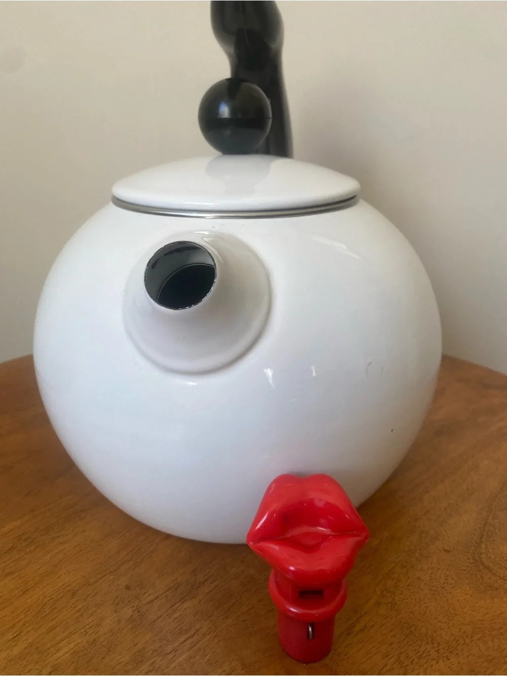 Vintage Whistling Lips Enamel Tea Kettle